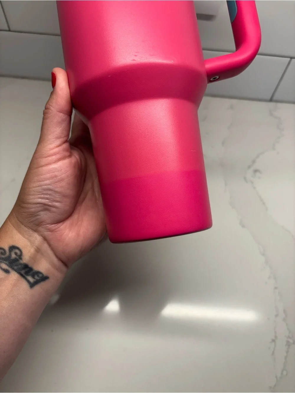 🚨LAST DAY on Posh- Stanley Pink/teal tumbler with Handle and White Lid straw - Picture 2 of 6